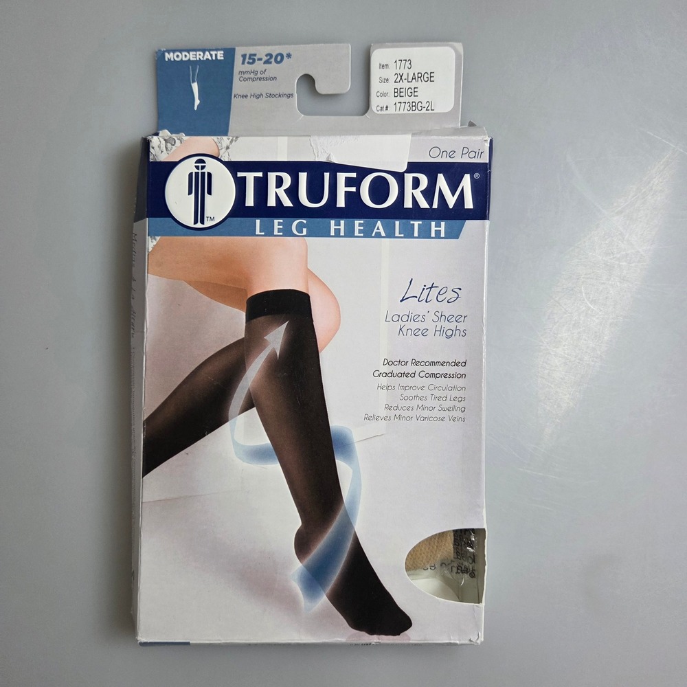 Truform 1773 Lites Sheer Knee High‎ Compression Stockings 15-20mmHg Beige 2XL